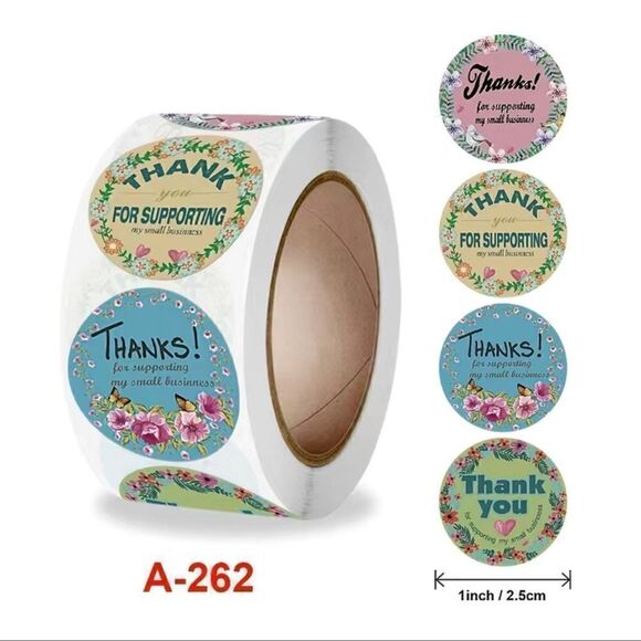 500pcs1 Roll Thank You Stickers For Small Business Circle Flower Bunch - Picture 2 of 5